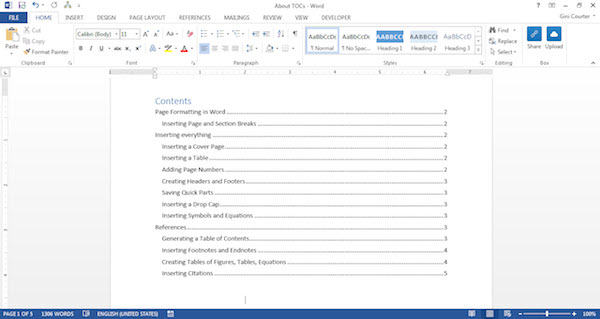 update table of contents in word for mac